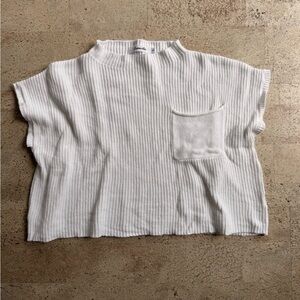 White Ribbed Women's Top